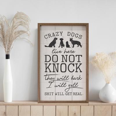 Show full view: Kendrick Do Not Knock Crazy Dogs Live Here Wall Décor, Whitewash, 5 x 8-in slide 2 of 3