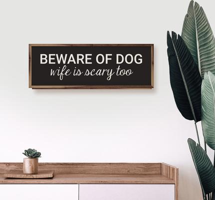 Show full view: Kendrick Beware of Dog & Wife Wall Décor, Black, 12 x 4-in slide 3 of 3