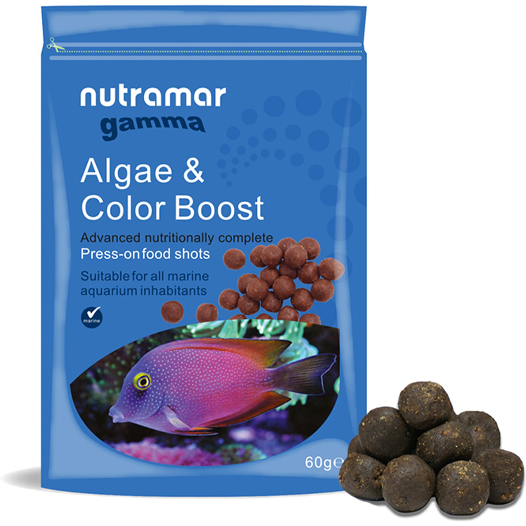 Nutramar Marine Algae & Color Boost Shots Fish Food, 60-g pouch