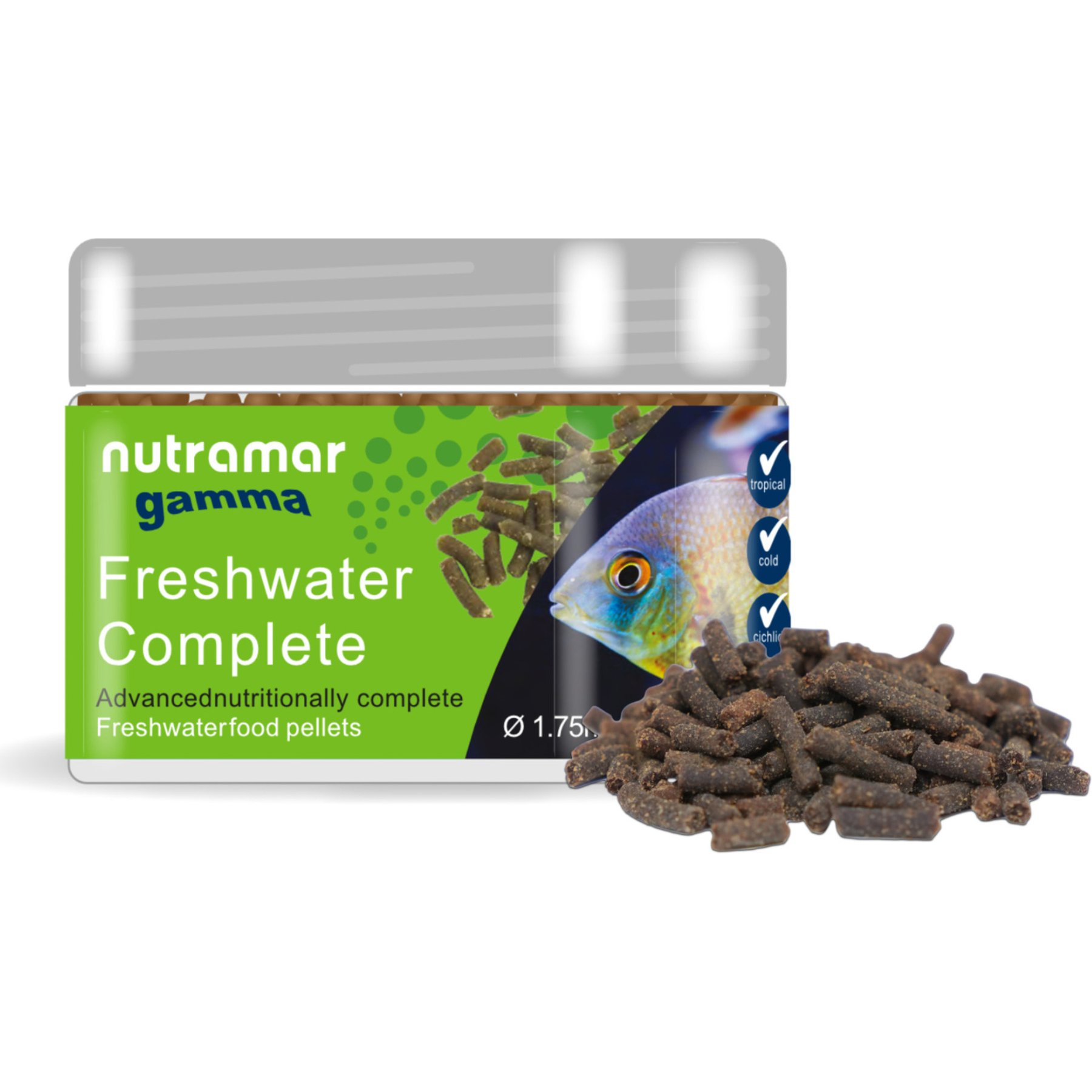 Nutramar Freshwater Complete Pellet Fish Food, 70-g jar