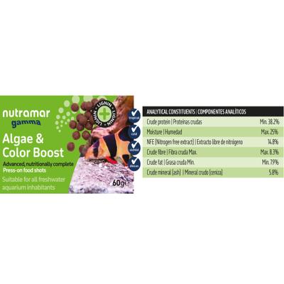 Show full view: Nutramar Freshwater Algae & Color Boost Shots Fish Food, 60-g pouch slide 3 of 4