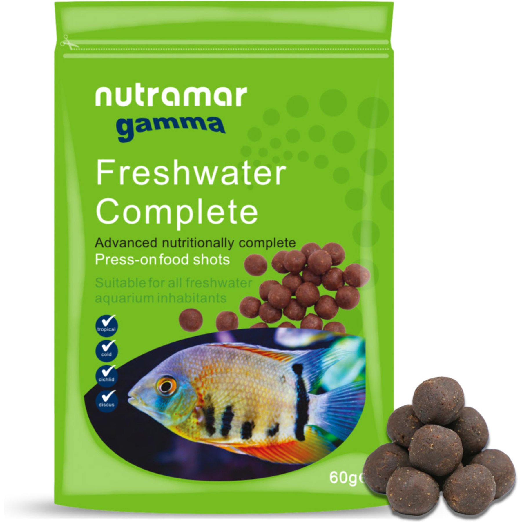 Nutramar Freshwater Complete Shots Fish Food, 60-g pouch