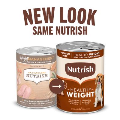 Show full view: Nutrish Healthy Weight Real Turkey & Pumpkin Recipe Premium Pate Wet Dog Food, 13-oz can, bundle of 36  slide 3 of 12