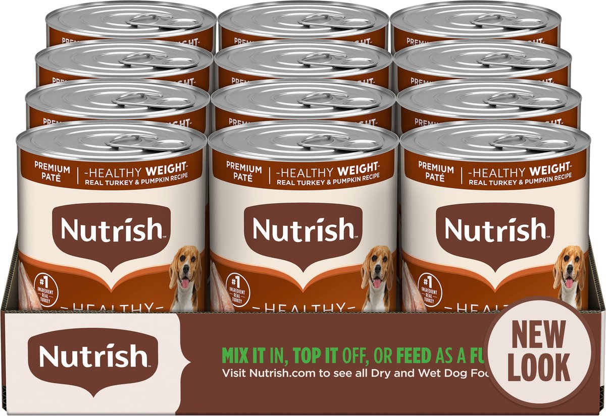 Nutrish Healthy Weight Real Turkey & Pumpkin Recipe Premium Pate Wet Dog Food, 13-oz can, case of 12