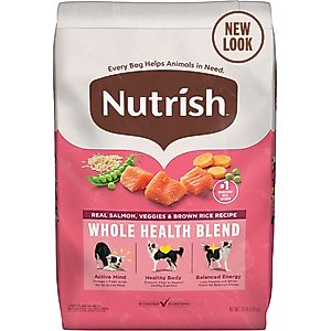 Nutrish Whole Health Blend Real Salmon, Veggies & Brown Rice Recipe Gentle Digestion Dry Dog Food, 13-lb bag
