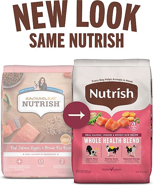 Show full view: Nutrish Whole Health Blend Real Salmon, Veggies & Brown Rice Recipe Gentle Digestion Dry Dog Food, 26-lb bag slide 3 of 13