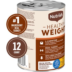 Rachael Ray Nutrish Healthy Weight Real Turkey & Pumpkin Recipe Premium Pate Wet Dog Food, 13-oz can, case of 12
