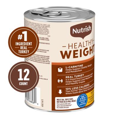 Show full view: Nutrish Healthy Weight Real Turkey & Pumpkin Recipe Premium Pate Wet Dog Food, 13-oz can, bundle of 36  slide 4 of 12
