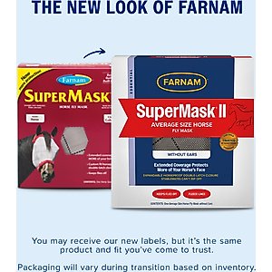 Farnam SuperMask II Horse Fly Mask Classic Collection, Color Varies, Horse