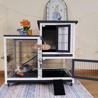 Show full view: FunXplore Outdoor Rabbit Hutch with Urine Guards, White slide 7 of 8