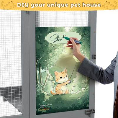 Show full view: Coziwow Catio Wooden Outdoor Cat House with Wheels, Gray slide 7 of 9