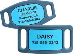 GoTags Engraved Silent Silicone Personalized Dog & Cat ID Tag, Blue, Large