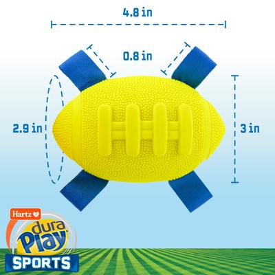 Show full view: Hartz Dura Play Sports Football Dog Toy, Yellow & Blue, Bacon Scented, 1 count slide 6 of 8