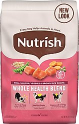 Nutrish Whole Health Blend Real Salmon, Veggies & Brown Rice Recipe Gentle Digestion Dry Dog Food, 26-lb bag