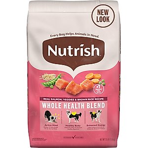 Nutrish Whole Health Blend Real Salmon, Veggies & Brown Rice Recipe Gentle Digestion Dry Dog Food, 26-lb bag