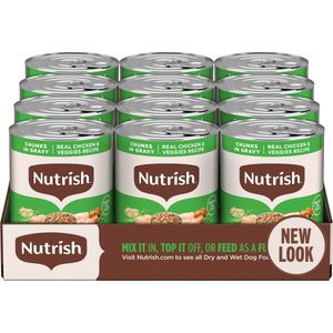 Nutrish Whole Health Blend Chunks in Gravy Real Chicken & Veggies Dog Wet Food, 13-oz can, 12 count