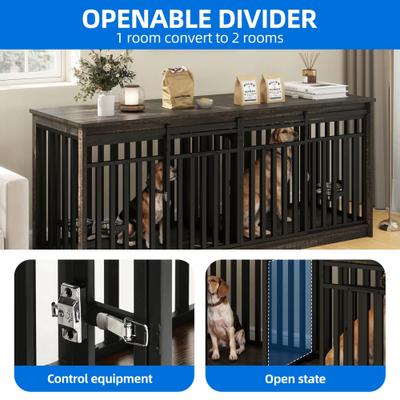 Show full view: Yitahome Furniture Style Dog Crate, Black Oak, 71 inch slide 7 of 8