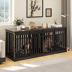 Yitahome Furniture Style Dog Crate, Black Oak, 71 inch