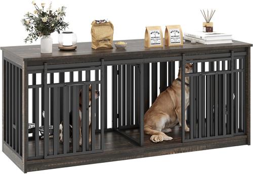 Show full view: Yitahome Furniture Style Dog Crate, Black Oak, 71 inch slide 2 of 8
