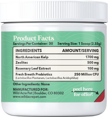 Show full view: Wild Acre Pet Advanced Dental Greens Powder Supplement for Dogs, 2.5-oz jar slide 3 of 7