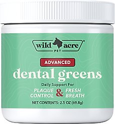 Wild Acre Pet Advanced Dental Greens Powder Supplement for Dogs, 2.5-oz jar