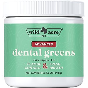 Wild Acre Pet Advanced Dental Greens Powder Supplement for Dogs, 2.5-oz jar