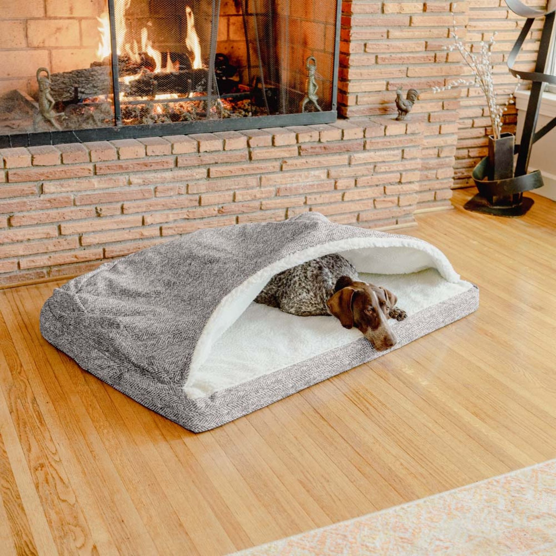 Snoozer Pet Products Forgiveness Microsuede Cozy Cave Covered Dog Bed with Removable Cover, Palmer Dove, Small