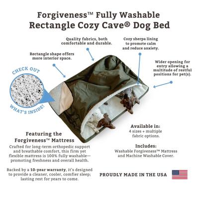 Show full view: Snoozer Pet Products Forgiveness Rectangle Cozy Cave Covered Dog Bed with Removable Cover, Red, Large slide 3 of 6