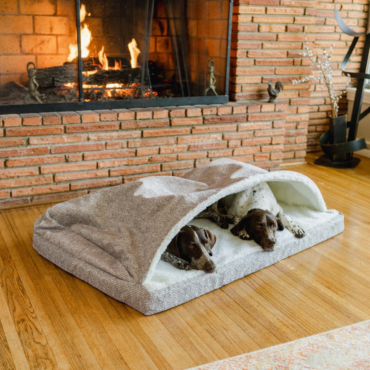 Snoozer Pet Products Forgiveness Microsuede Cozy Cave Covered Dog Bed with Removable Cover, Merlin Linen, Large