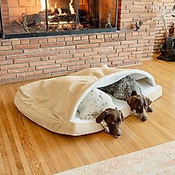 Snoozer Pet Products Forgiveness Microsuede Cozy Cave Covered Dog Bed with Removable Cover, Marmot Sand, Large