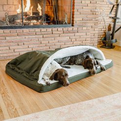 Snoozer Pet Products Forgiveness Rectangle Cozy Cave Covered Dog Bed with Removable Cover, Olive, Medium