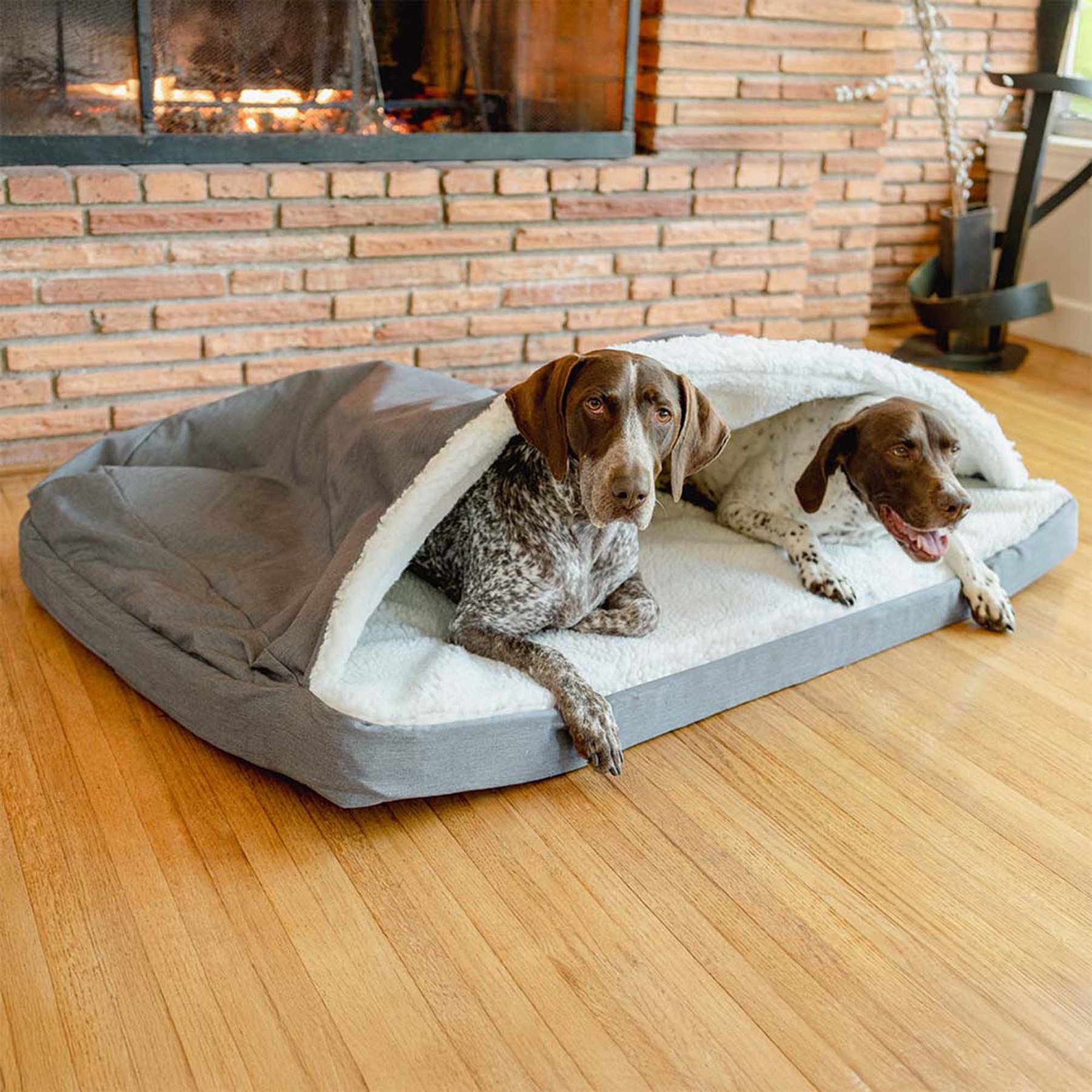 Snoozer Pet Products Forgiveness Rectangle Cozy Cave Covered Dog Bed with Removable Cover, Heather Gray, Small