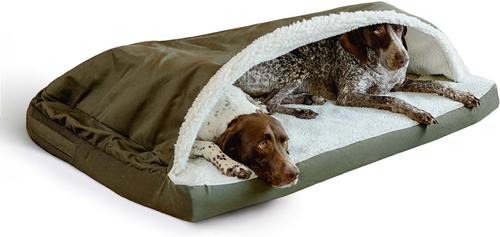 Show full view: Snoozer Pet Products Forgiveness Rectangle Cozy Cave Covered Dog Bed with Removable Cover, Olive, Medium slide 3 of 7