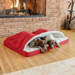 Snoozer Pet Products Forgiveness Rectangle Cozy Cave Covered Dog Bed with Removable Cover, Red, X-Large