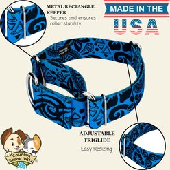 Country Brook Petz HossFit Jr Blue Polynesian Wide Martingale Dog Collar, Large slide 2 of 8