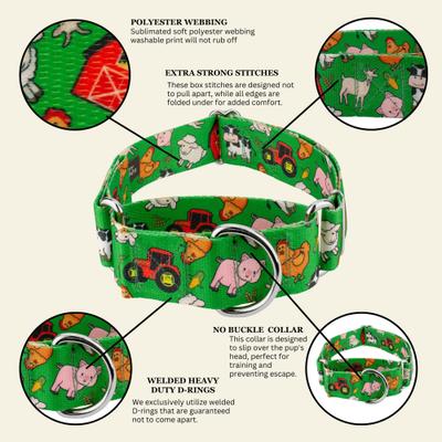 Show full view: Country Brook Petz HossFit Jr Farm Life Y'all Wide Martingale Dog Collar, Green, Large slide 6 of 8