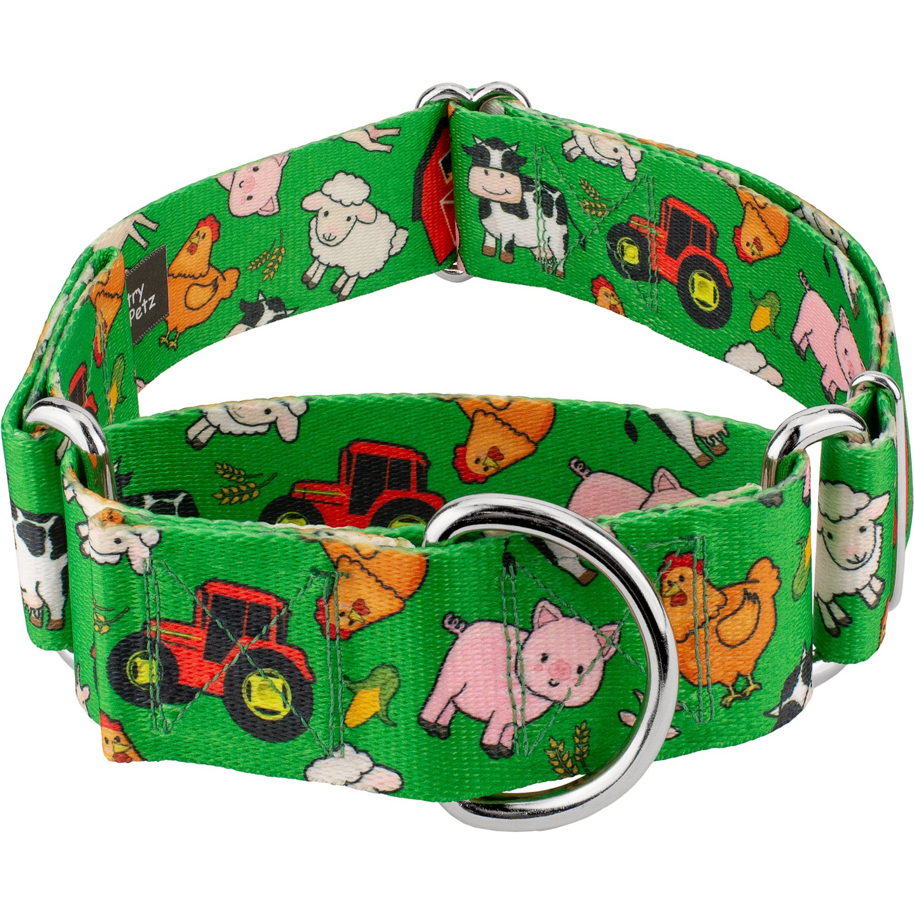Country Brook Petz HossFit Jr Farm Life Y'all Wide Martingale Dog Collar, Green, Medium