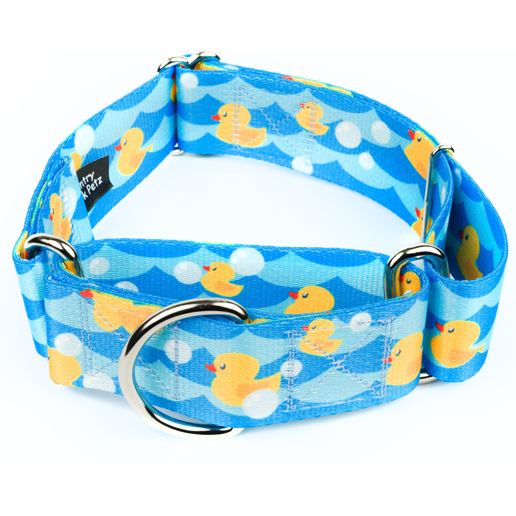 Country Brook Petz HossFit Jr Just Ducky Wide Martingale Dog Collar, Blue, Large: 18 to 26-in neck, 1.5-in wide