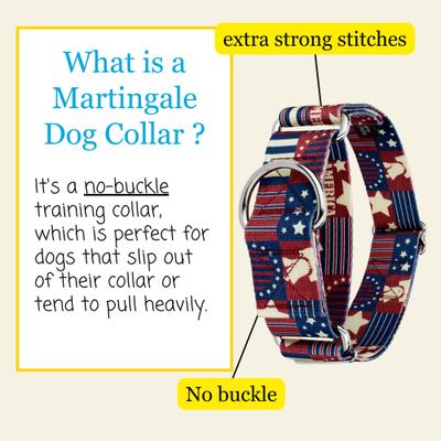 Show full view: Country Brook Petz HossFit Jr Spirit of '76 Wide Martingale Dog Collar, Red, Medium slide 6 of 9