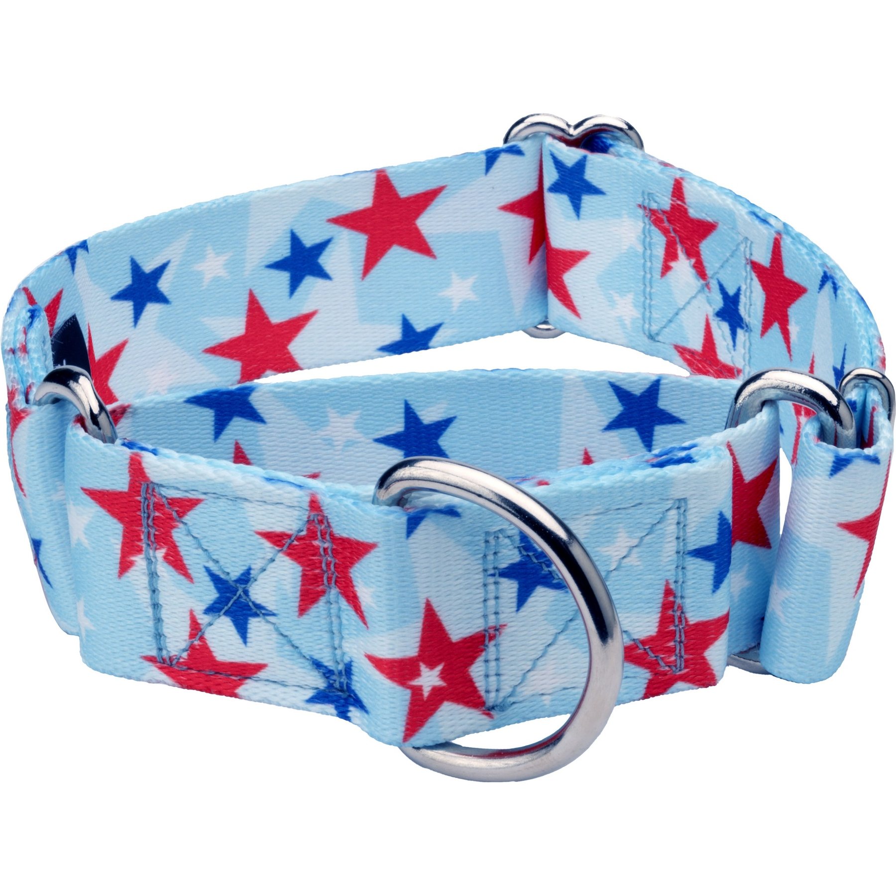 Country Brook Petz HossFit Jr American Celebration Wide Martingale Dog Collar, Blue, Medium: 15 to 21-in neck, 1.5-in wide