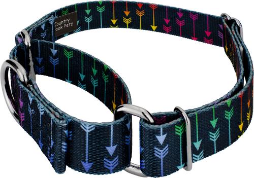 Show full view: Country Brook Petz Colorful Arrows Gunmetal Martingale Dog Collar, Black, XX-Small: 7 to 10-in neck, 1/2-in wide slide 5 of 7
