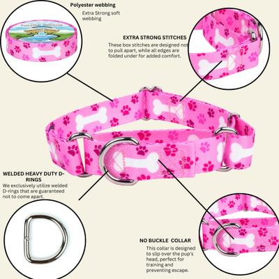 Show full view: Country Brook Petz Oh My Dog Martingale Dog Collar, Pink, Medium slide 7 of 9