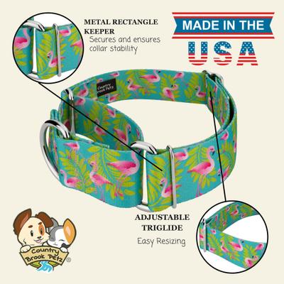 Show full view: Country Brook Petz HossFit Jr Flamingos Wide Martingale Dog Collar, Large slide 3 of 10