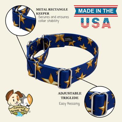 Show full view: Country Brook Petz HossFit Jr Duty Honor Country Wide Martingale Dog Collar, Blue, X-Large: 23 to 31-in neck, 1.5-in wide slide 2 of 9