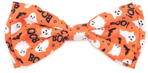 Spooky Dog Bow Tie, Orange, Large
