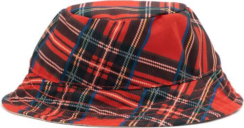 Show full view: The Worthy Dog Plaid Bucket Dog Hat, Red, Medium slide 3 of 5