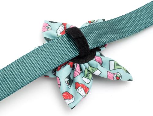 Show full view: The Worthy Dog Sushi Flower Dog Collar Accessory, Green, Small slide 3 of 3