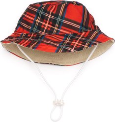 The Worthy Dog Plaid Bucket Dog Hat, Red, Medium