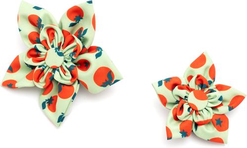 Show full view: The Worthy Dog Tomatoes Flower Dog Collar Accessory, Green, Small slide 2 of 4