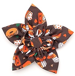 The Worthy Dog Pumpkin Spice Flower Dog Collar Accessory, Brown, Large